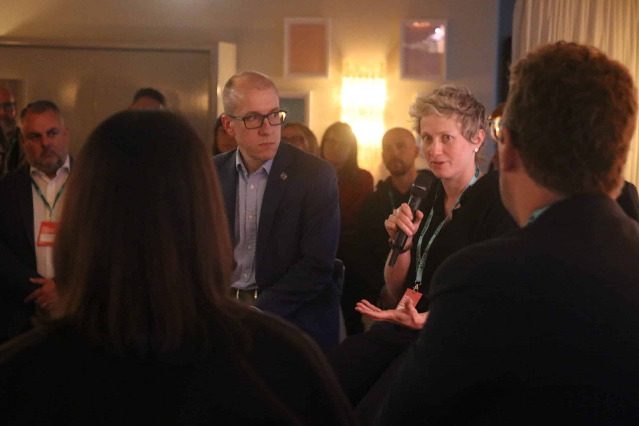 Tom Stannard and Hilary Brett at the Invest Manchester MIPIM Launch Event